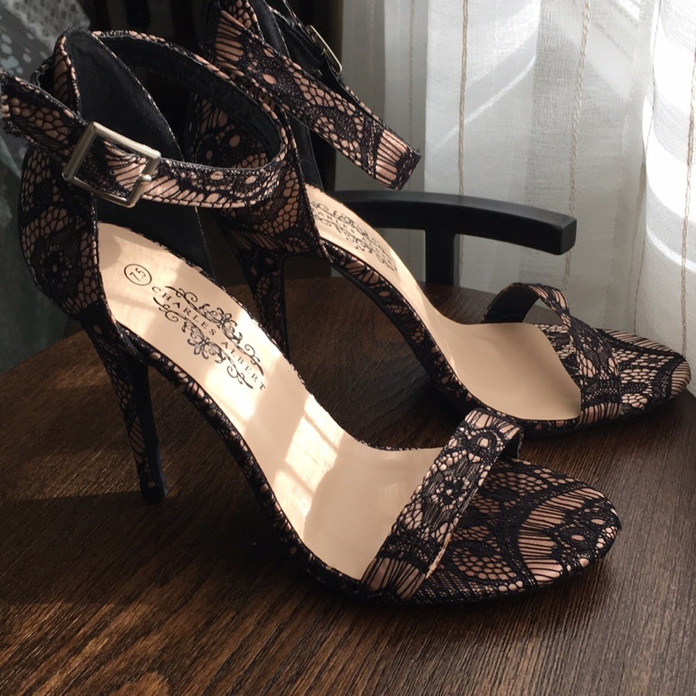 Lace strap heels